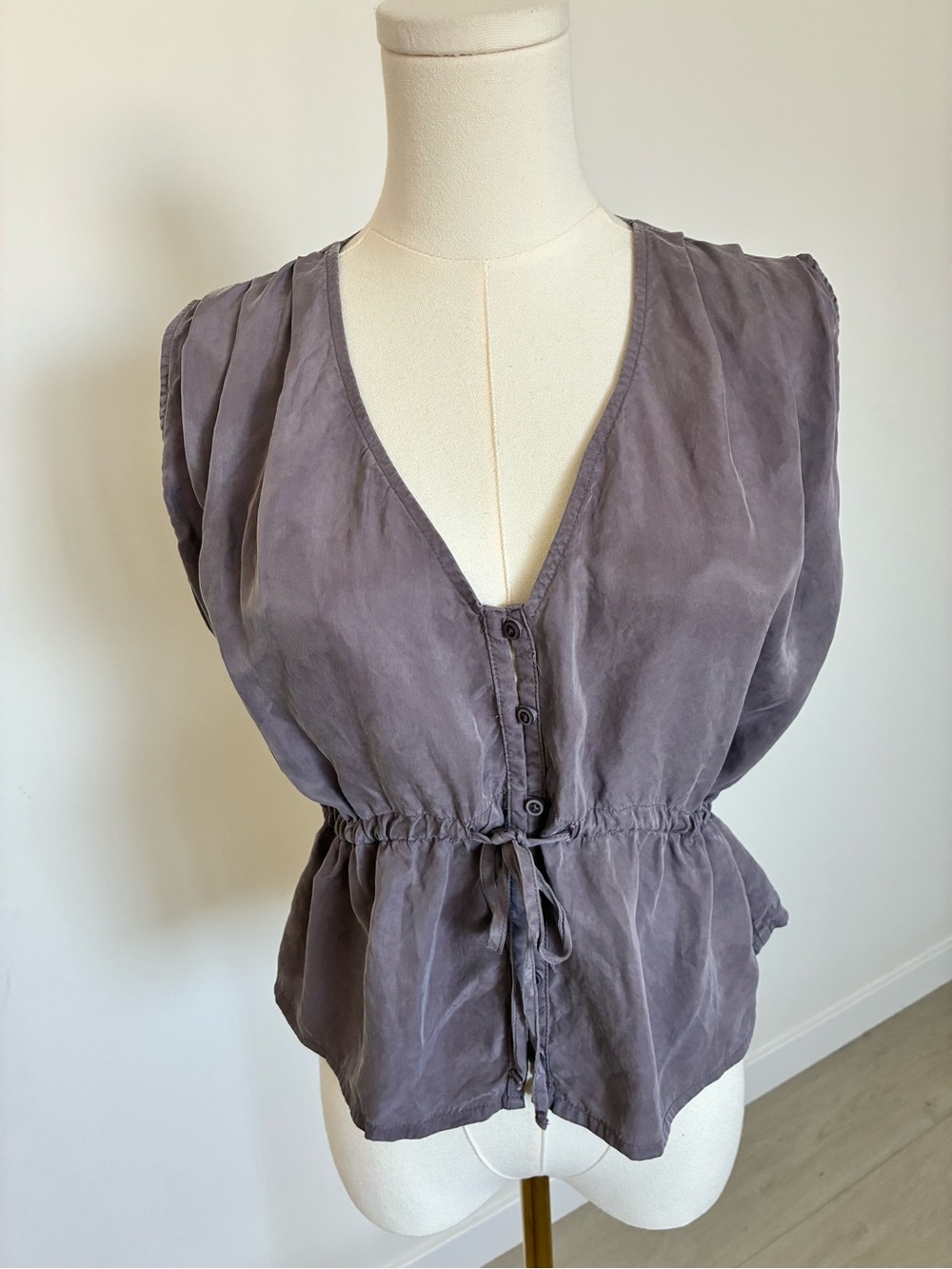 Travis Mathew Fine Wine Tank Top Drawstring Waist Blouse in Mauve